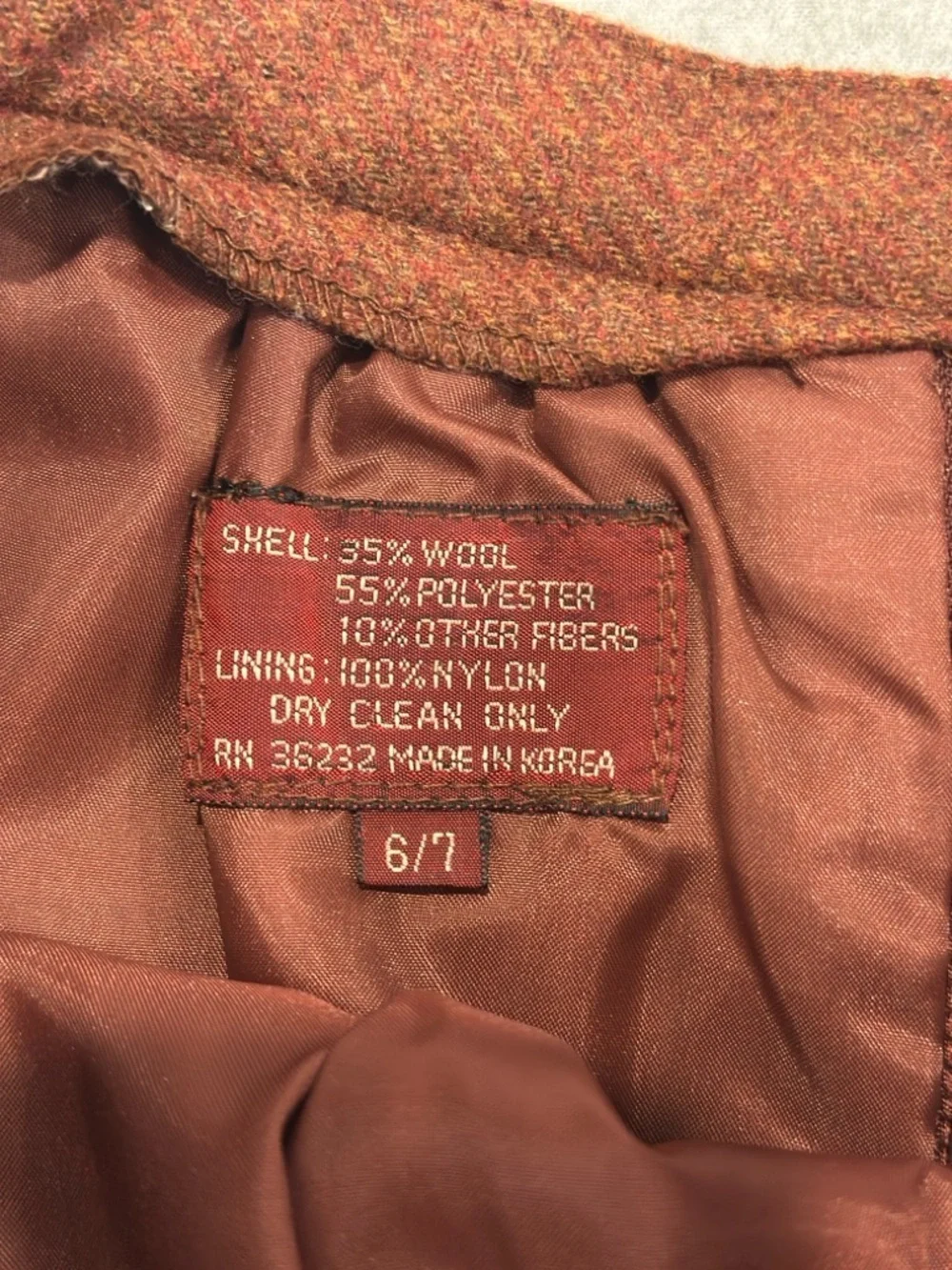 Vintage Wool Brown Midi Pencil Skirt